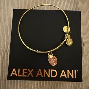⭐️ Alex and Ani: Gold Bracelet with Pink Ladybug Charm
